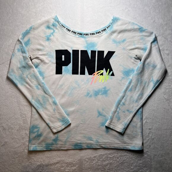 Victoria's Secret Tops - PINK By Victoria Secret Women’s Sweatshirt Boat Neck Tie-Dye Pullover Top XS